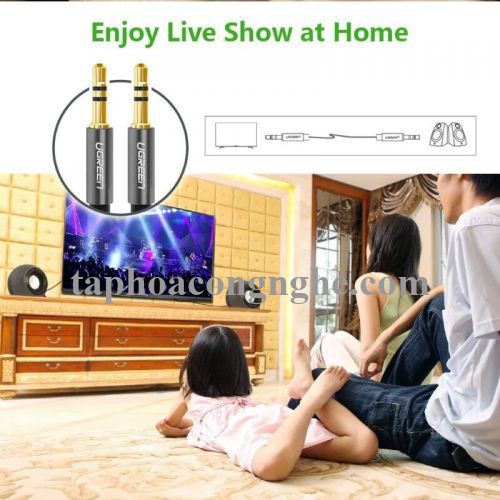 Ugreen 10736 3M màu Đen Cáp âm thanh 2 đầu 3.5mm dương dây tròn TPE cao cấp AV119 30010736